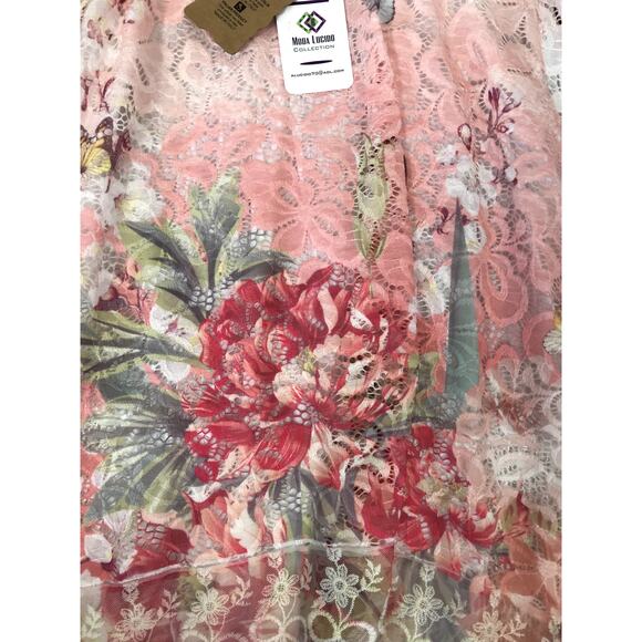 MODA LUCIDO Italian Crochet Lace Dress M Overlay Cottage Fairy Boho Preppy NWT - Picture 10 of 12